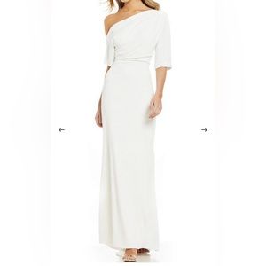 Badgley mischka off one shoulder gown.